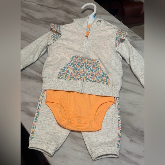 Carter's Cream Baby Hoodie 3pc Set - Picture 1 of 4